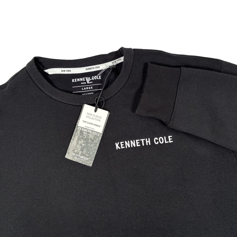 New Mens Kenneth Cole New York Crewneck Fleece Sweatshirt Size Large NWT Black